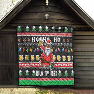 Ho Ho Ho Hold My Beer Santa Afro Quilt Christmas Beer