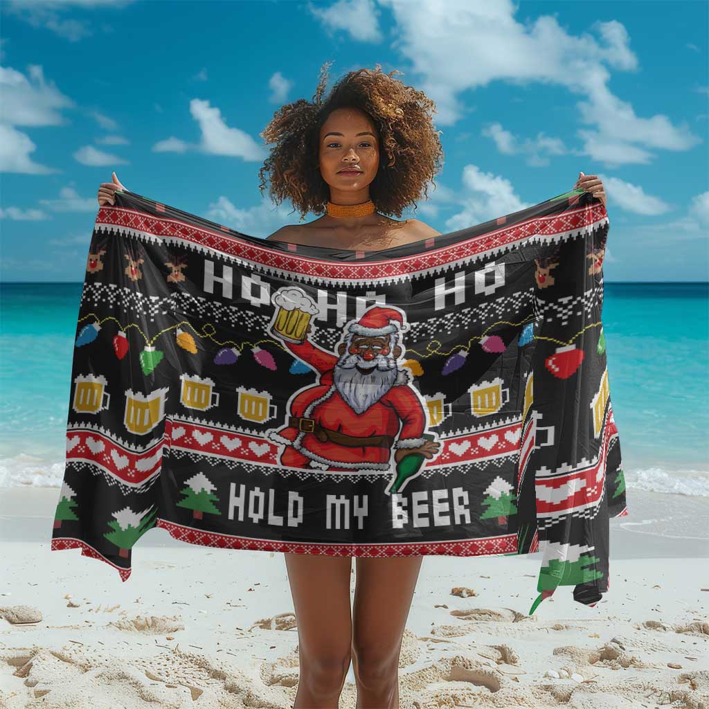 Ho Ho Ho Hold My Beer Santa Afro Sarong Christmas Beer