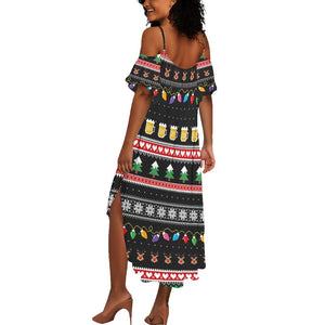 Ho Ho Ho Hold My Beer Santa Afro Summer Maxi Dress Christmas Beer