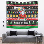 Ho Ho Ho Hold My Beer Santa Afro Tapestry Christmas Beer