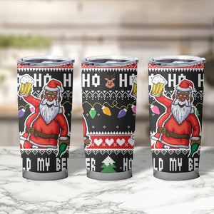 Ho Ho Ho Hold My Beer Santa Afro Tumbler Cup Christmas Beer