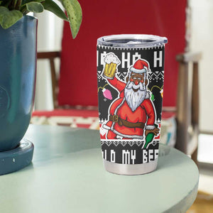 Ho Ho Ho Hold My Beer Santa Afro Tumbler Cup Christmas Beer