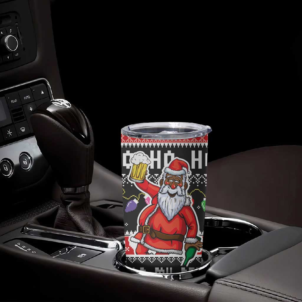 Ho Ho Ho Hold My Beer Santa Afro Tumbler Cup Christmas Beer