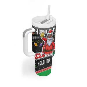 Ho Ho Ho Hold My Beer Santa Afro Tumbler With Handle Christmas Beer