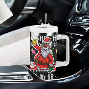 Ho Ho Ho Hold My Beer Santa Afro Tumbler With Handle Christmas Beer