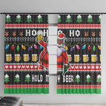 Ho Ho Ho Hold My Beer Santa Afro Window Curtain Christmas Beer