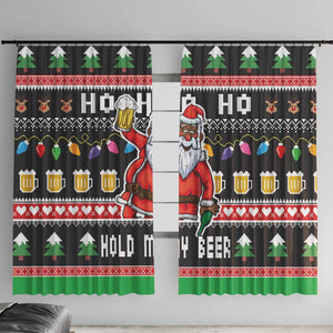 Ho Ho Ho Hold My Beer Santa Afro Window Curtain Christmas Beer