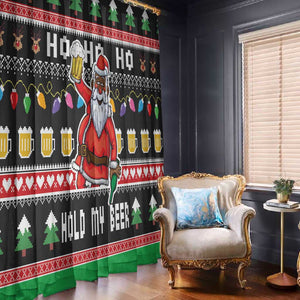 Ho Ho Ho Hold My Beer Santa Afro Window Curtain Christmas Beer