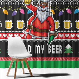 Ho Ho Ho Hold My Beer Santa Afro Window Curtain Christmas Beer