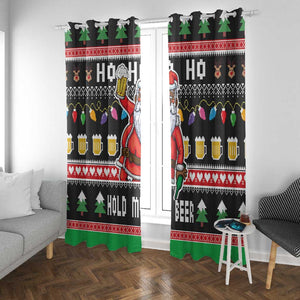 Ho Ho Ho Hold My Beer Santa Afro Window Curtain Christmas Beer