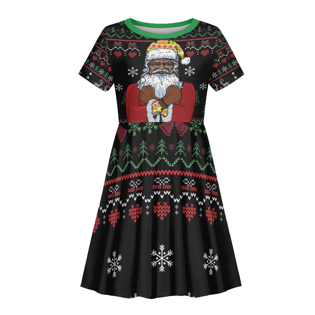 Santa Claus African Christmas Kid Short Sleeve Dress Traditional Costume