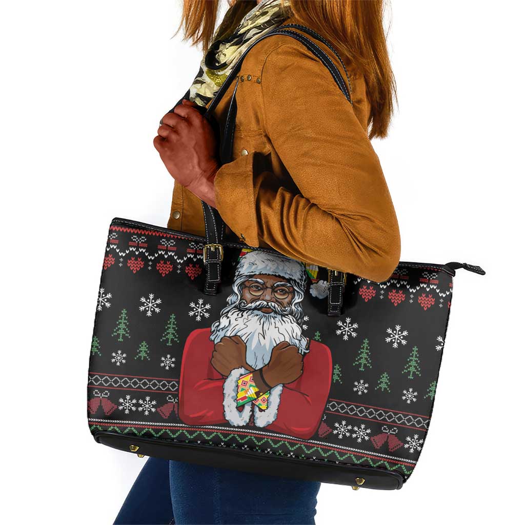 Santa Claus African Christmas Leather Tote Bag Traditional Costume