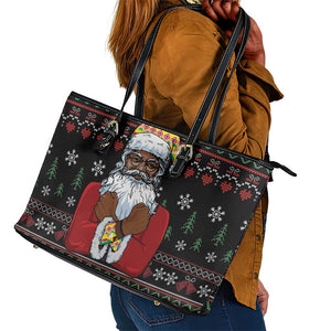 Santa Claus African Christmas Leather Tote Bag Traditional Costume