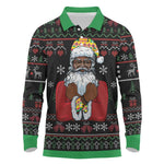 Santa Claus African Christmas Long Sleeve Polo Shirt Traditional Costume