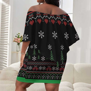 Santa Claus African Christmas Off Shoulder Short Dress Traditional Costume