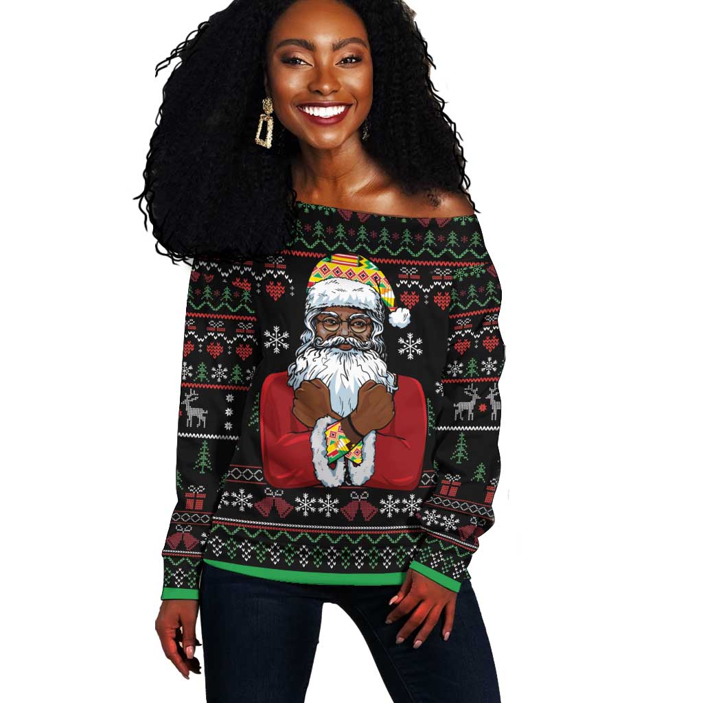 Santa Claus African Christmas Off Shoulder Sweater Traditional Costume