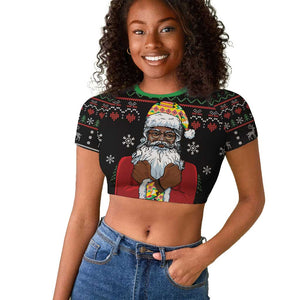 Santa Claus African Christmas Raglan Cropped T shirt Traditional Costume