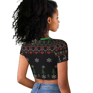 Santa Claus African Christmas Raglan Cropped T shirt Traditional Costume