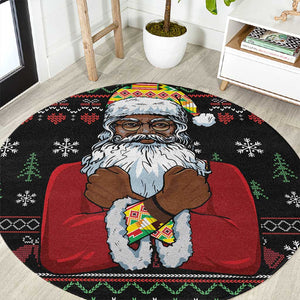 Santa Claus African Christmas Round Carpet Traditional Costume