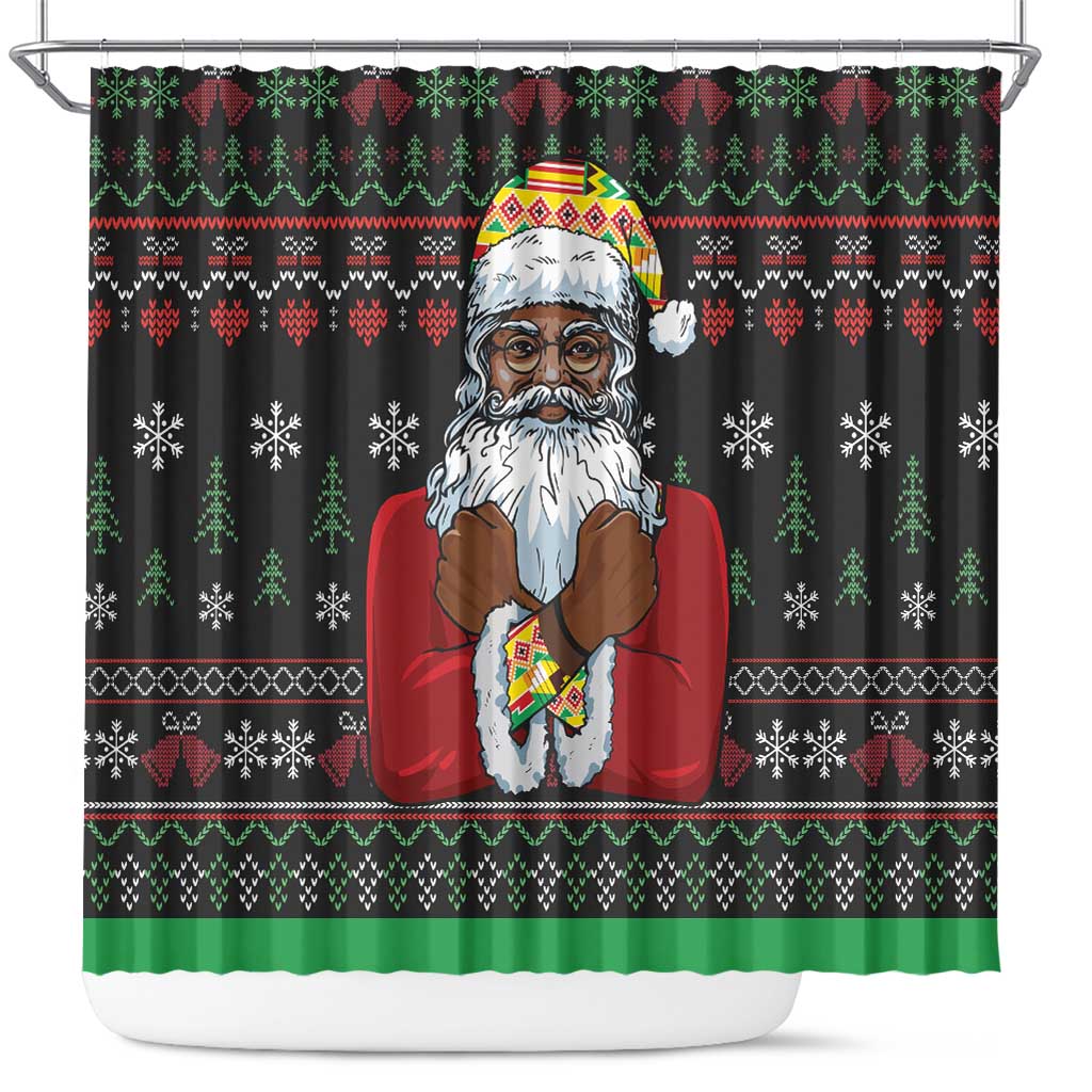 Santa Claus African Christmas Shower Curtain Traditional Costume