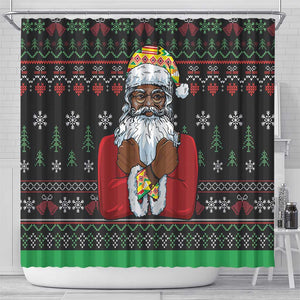 Santa Claus African Christmas Shower Curtain Traditional Costume