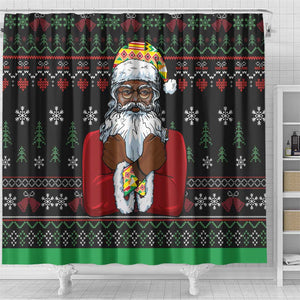 Santa Claus African Christmas Shower Curtain Traditional Costume