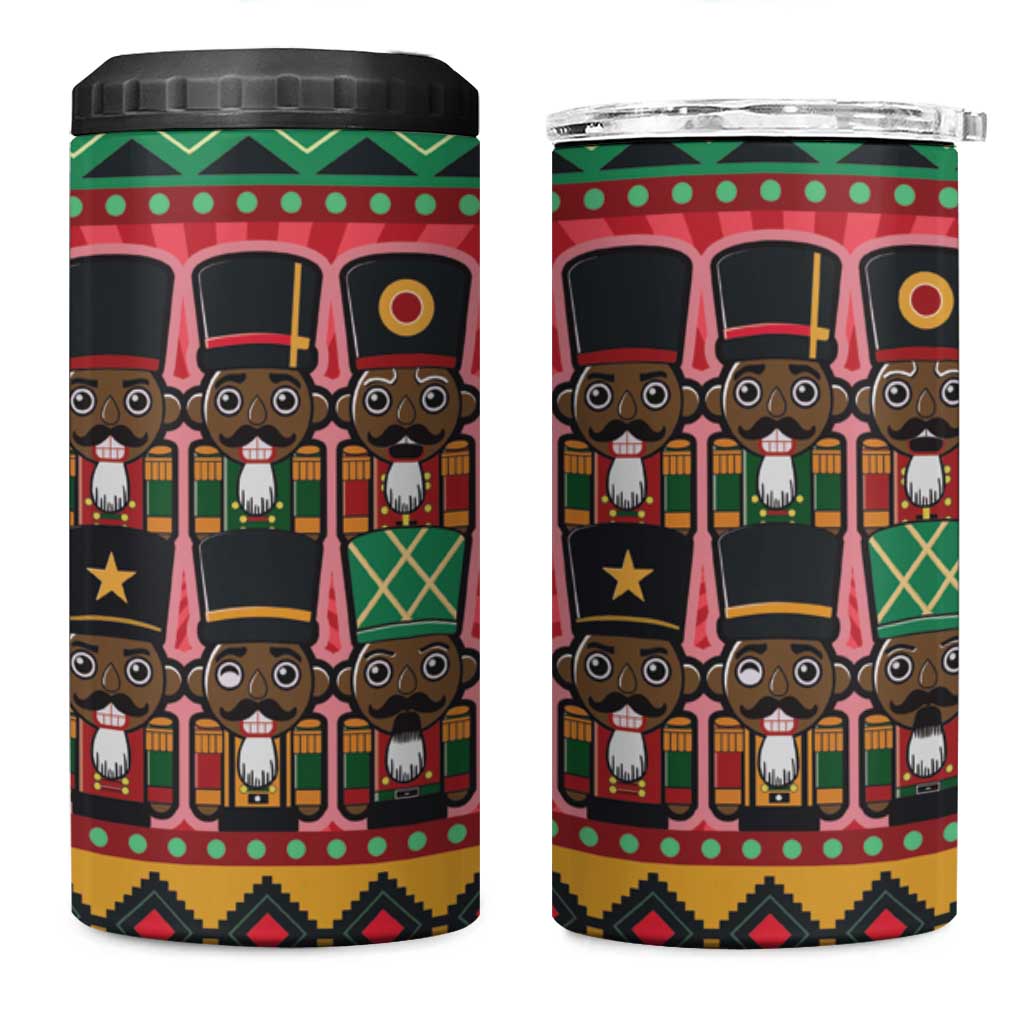 Black Nutcrackers 4 in 1 Can Cooler Tumbler Afro Christmas