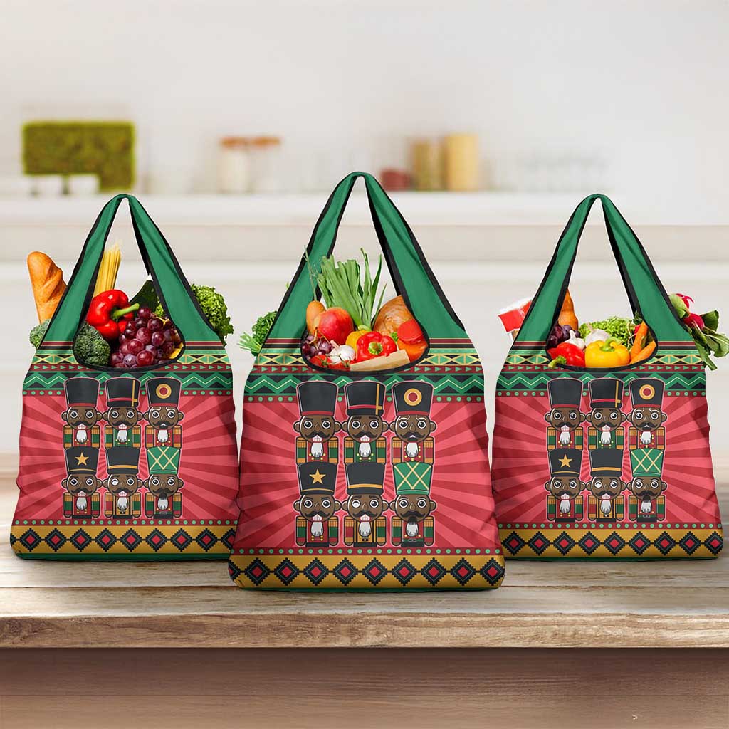 Black Nutcrackers Grocery Bag Afro Christmas