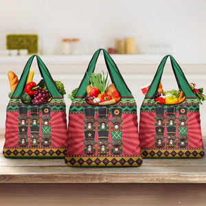 Black Nutcrackers Grocery Bag Afro Christmas