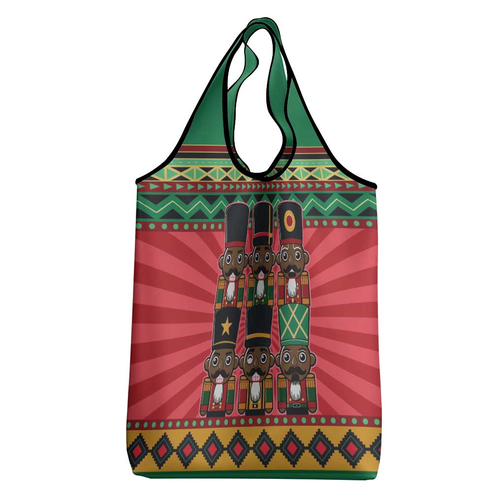 Black Nutcrackers Grocery Bag Afro Christmas