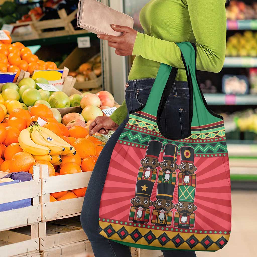 Black Nutcrackers Grocery Bag Afro Christmas