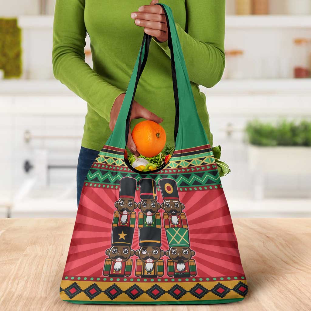 Black Nutcrackers Grocery Bag Afro Christmas