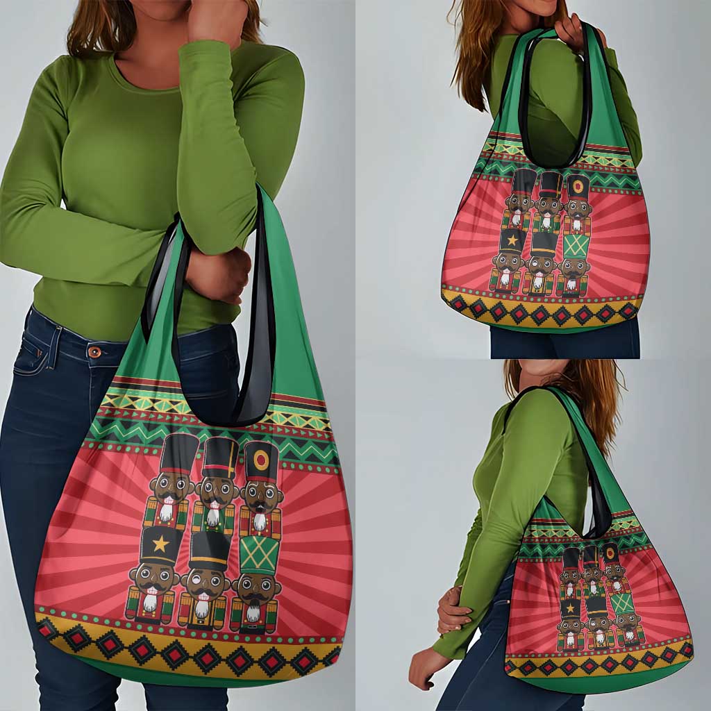 Black Nutcrackers Grocery Bag Afro Christmas