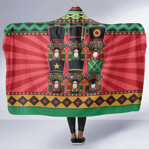 Black Nutcrackers Hooded Blanket Afro Christmas