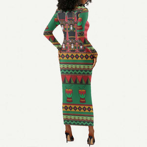 Black Nutcrackers Long Sleeve Bodycon Dress Afro Christmas