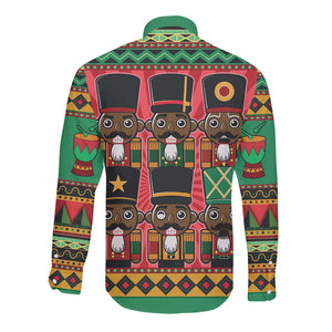 Black Nutcrackers Long Sleeve Button Shirt Afro Christmas