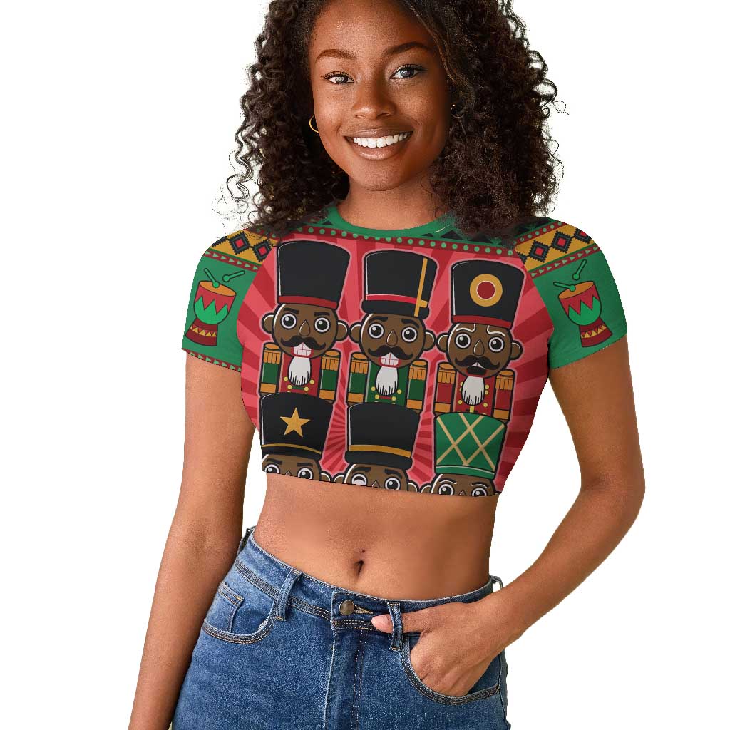 Black Nutcrackers Raglan Cropped T shirt Afro Christmas