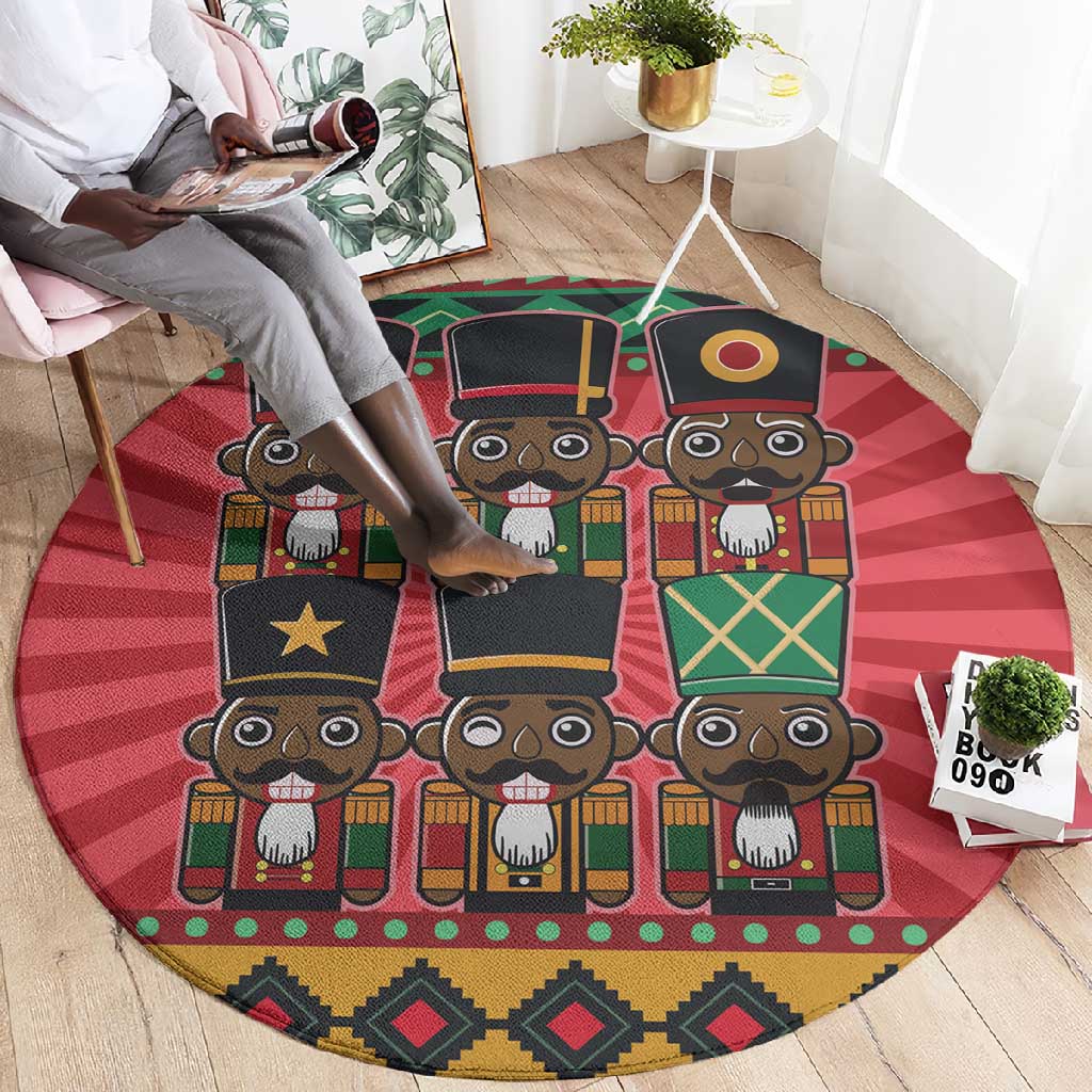 Black Nutcrackers Round Carpet Afro Christmas
