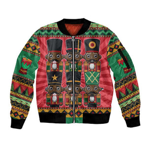 Black Nutcrackers Sleeve Zip Bomber Jacket Afro Christmas