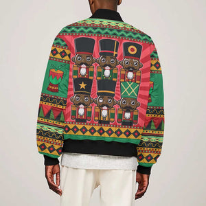 Black Nutcrackers Sleeve Zip Bomber Jacket Afro Christmas