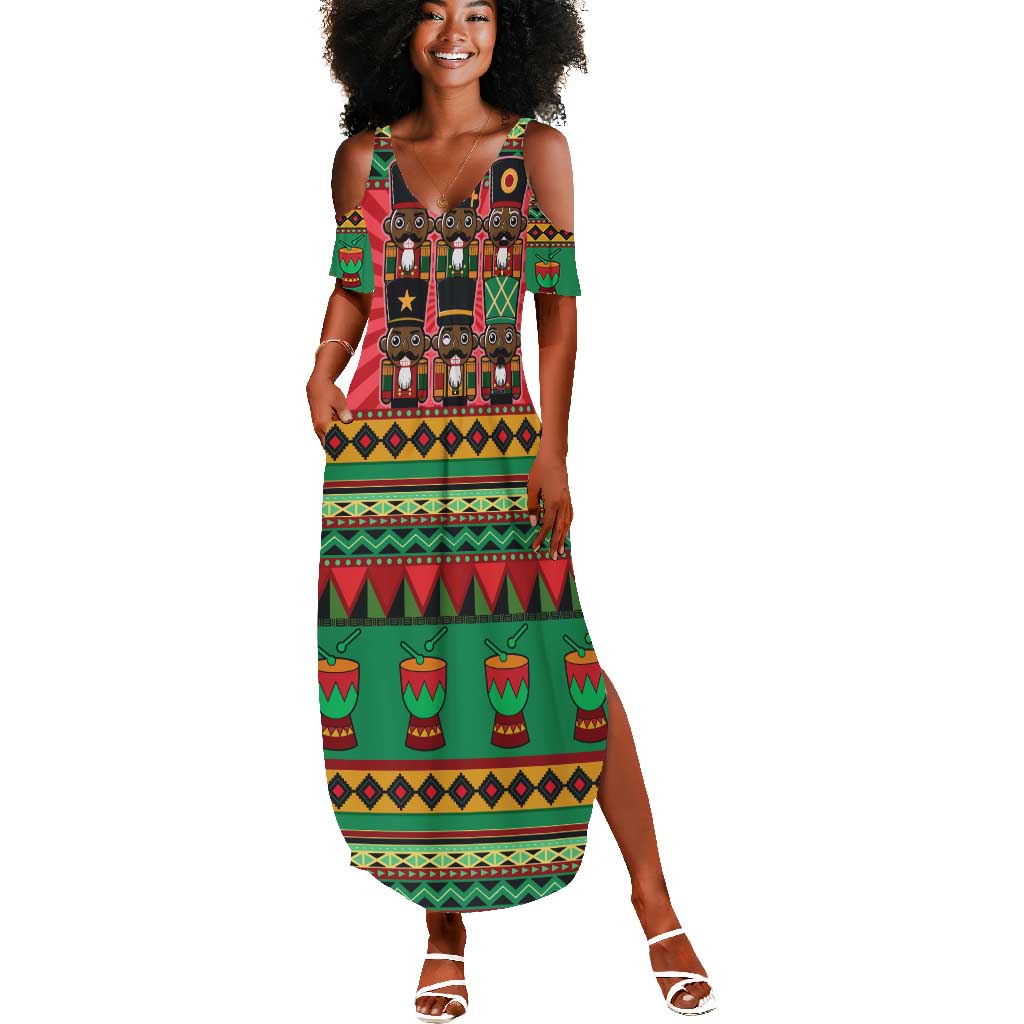 Black Nutcrackers Summer Maxi Dress Afro Christmas