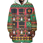 Black Nutcrackers Wearable Blanket Hoodie Afro Christmas