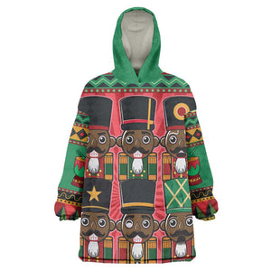 Black Nutcrackers Wearable Blanket Hoodie Afro Christmas