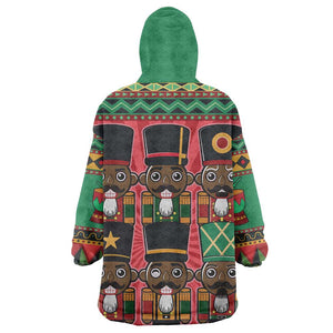 Black Nutcrackers Wearable Blanket Hoodie Afro Christmas