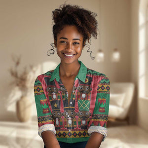 Black Nutcrackers Women Casual Shirt Afro Christmas DT03