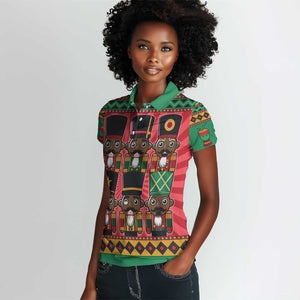 Black Nutcrackers Women Polo Shirt Afro Christmas