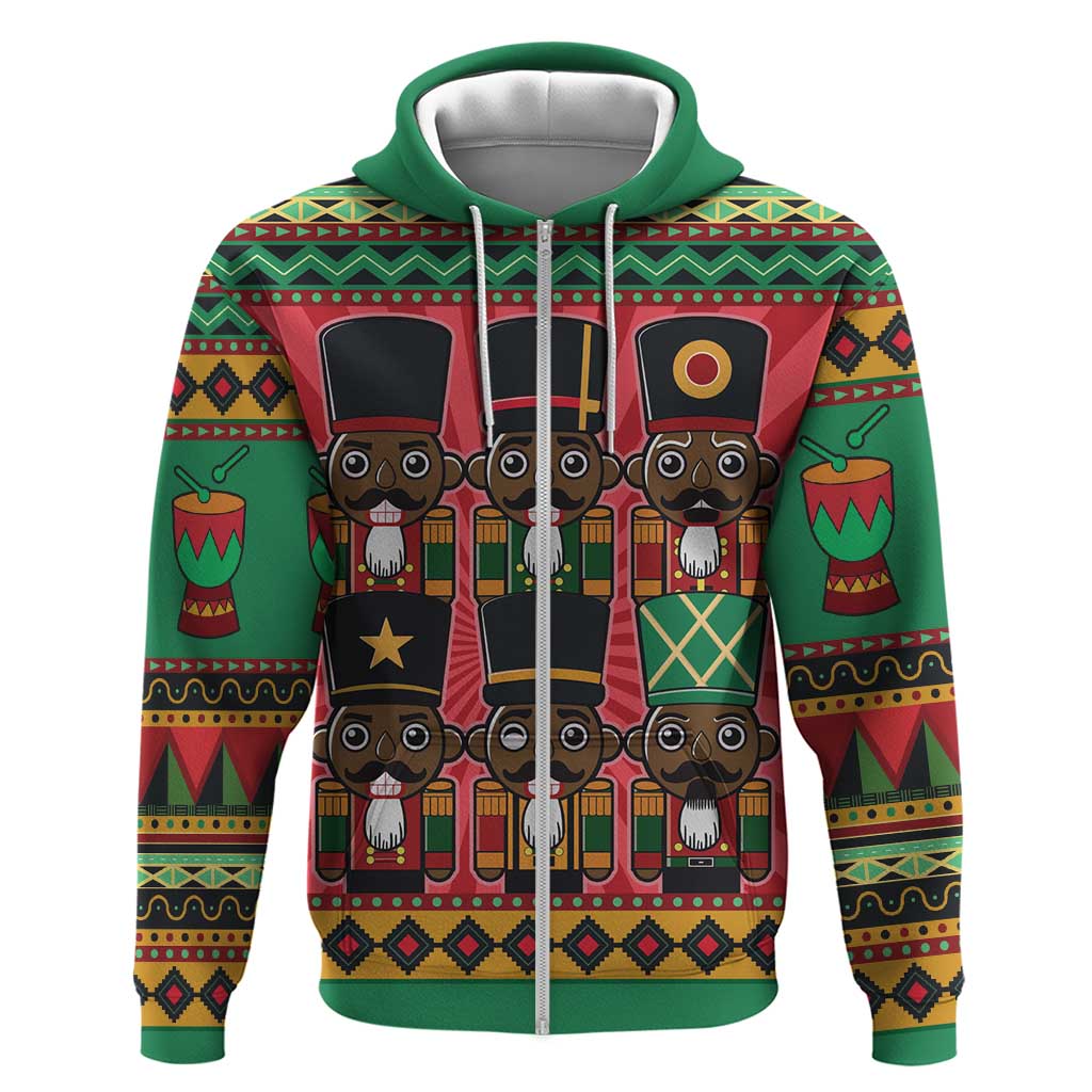 Black Nutcrackers Zip Hoodie Afro Christmas