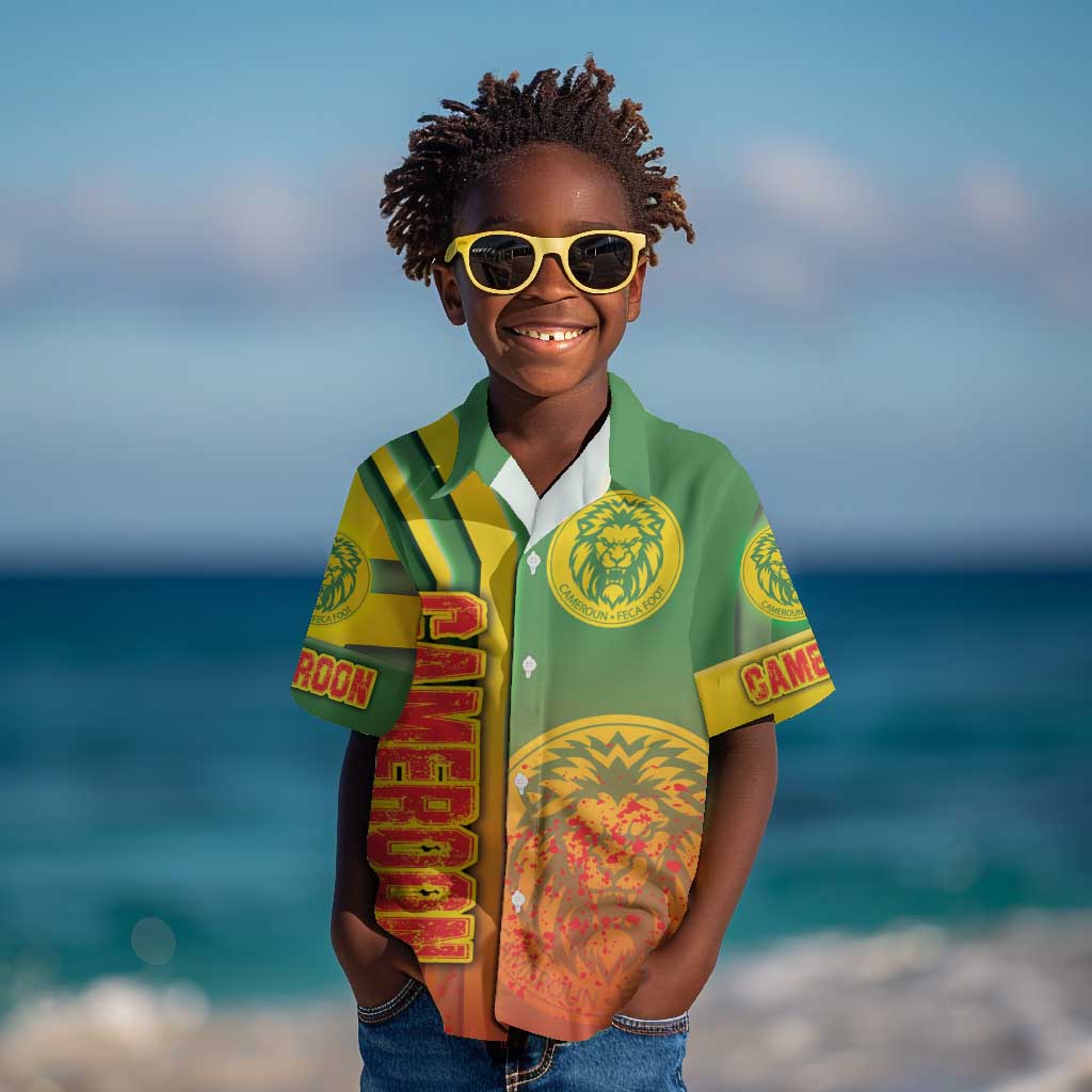Cameroon Soccer Kid Hawaiian Shirt Indomitable Lions Football - Road To Champion