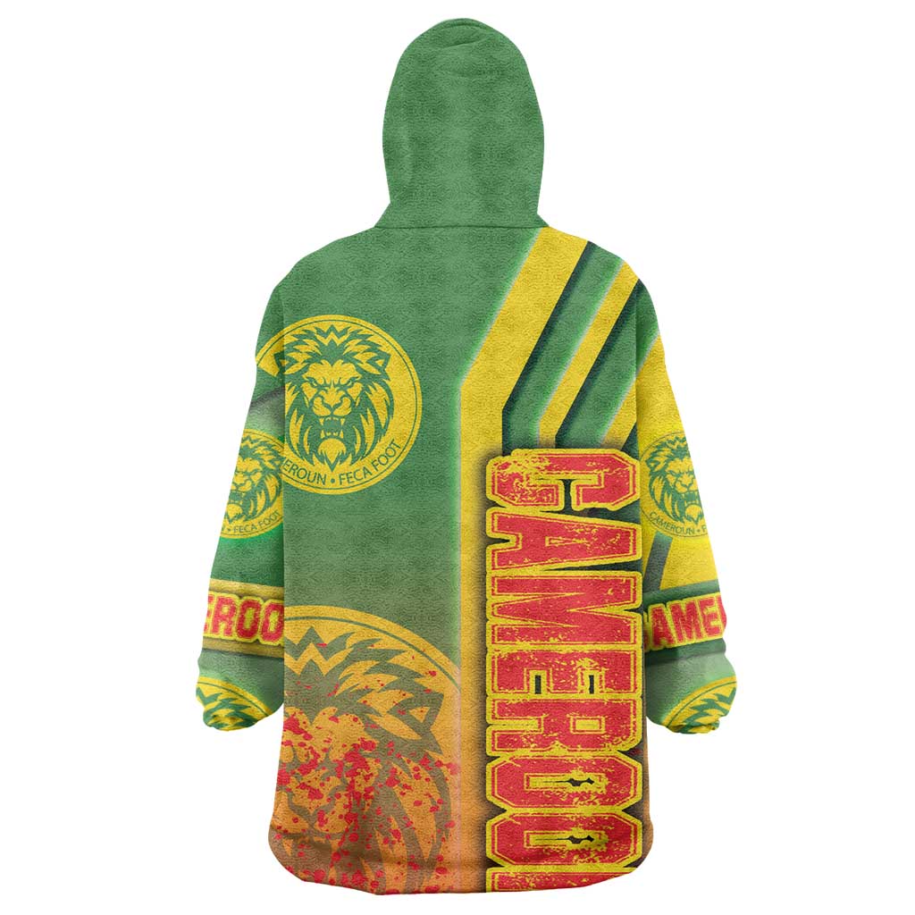 Cameroon Soccer Kid Wearable Blanket Hoodie Indomitable Lions Football - Road To Champion