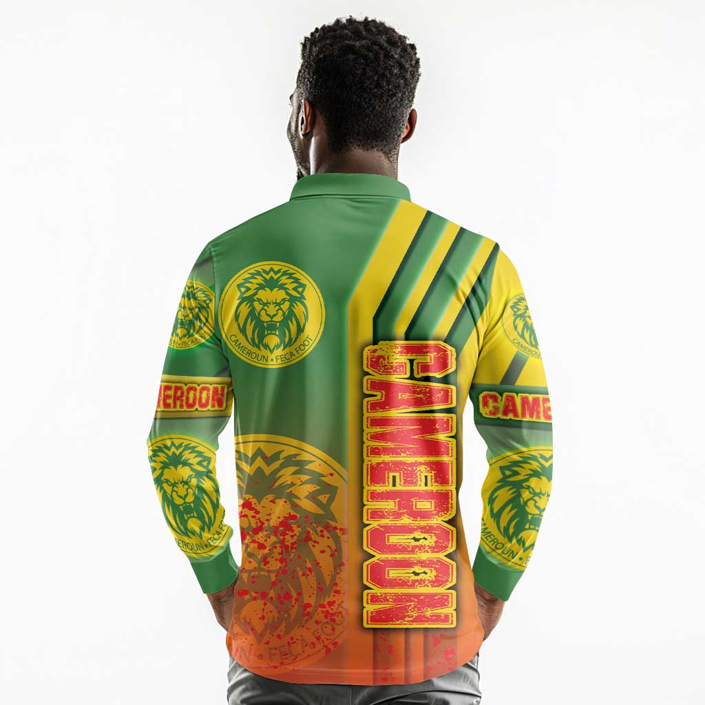 Cameroon Soccer Long Sleeve Polo Shirt Indomitable Lions Football - Road To Champion